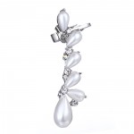 Pearls & Crystal Silver Tone Ear Cuff